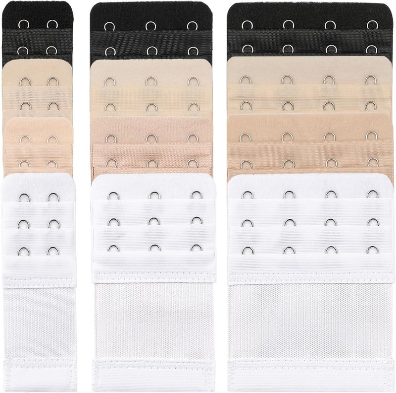 FEUNLEM 12-Pack Bra Extenders 2 hook / 3 hook / 4 Hooks, Plus Size Bra Extension Straps, Soft and Comfortable Extender - Image 1